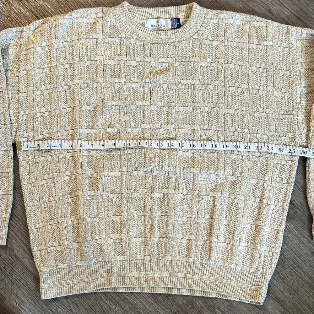 Bill Blass Vintage Textured Knit Cotton Sweater Cream Grandpa Core Size L